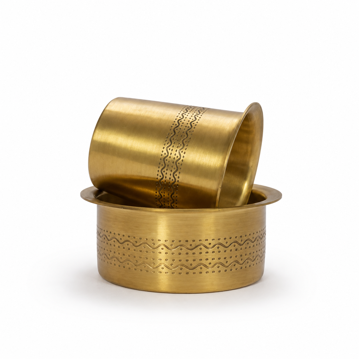 Premium Brass Dabra Set Double Line Design | Traditional South Indian