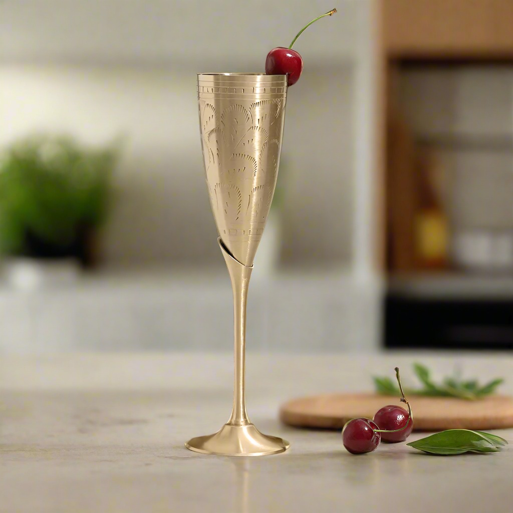 Beautifully Brass Goblet Set or Long Wine Glasses | Set of 2 Pcs