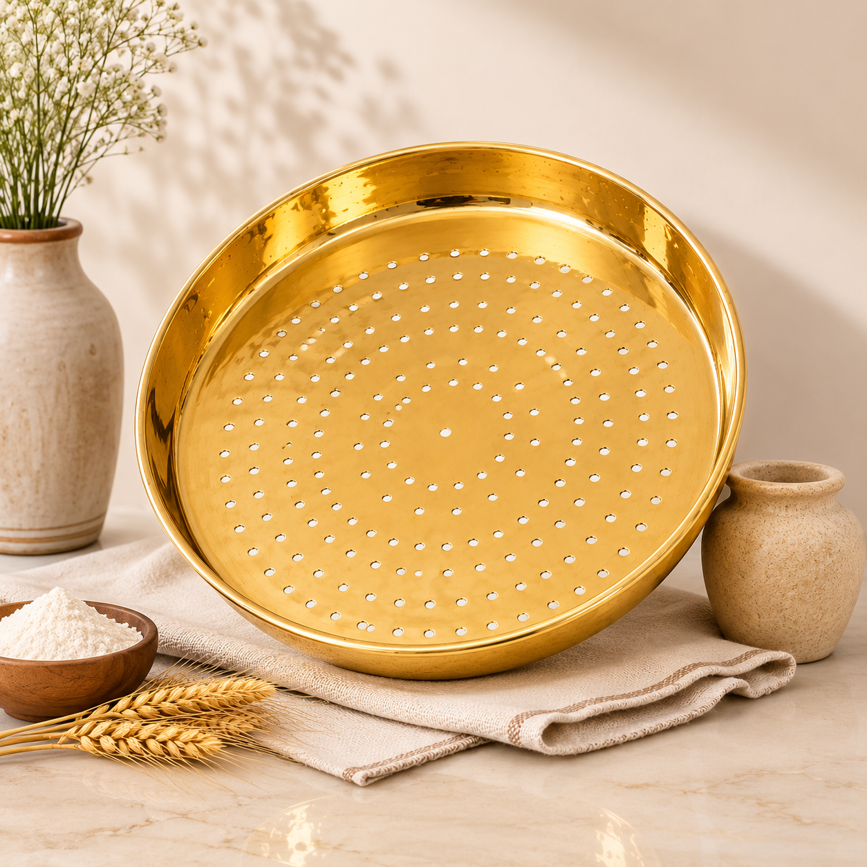 Handcrafted Brass Flour Channi (Sieve) | Premium Kitchen Essential