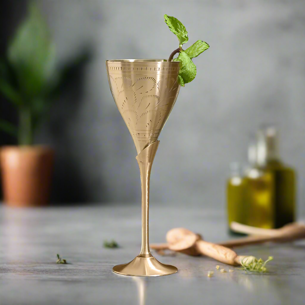 High Quality Brass Goblet Set or Wine Glasses | Set of 4 Pcs