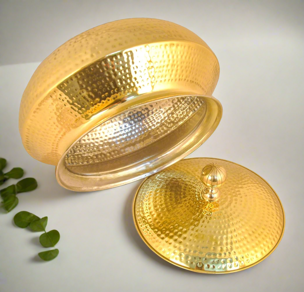 Brass Sipri Punjabi Handi Set With Tin Coating Inside | Heavy Brass Degh Cooking Ware - 05 No.