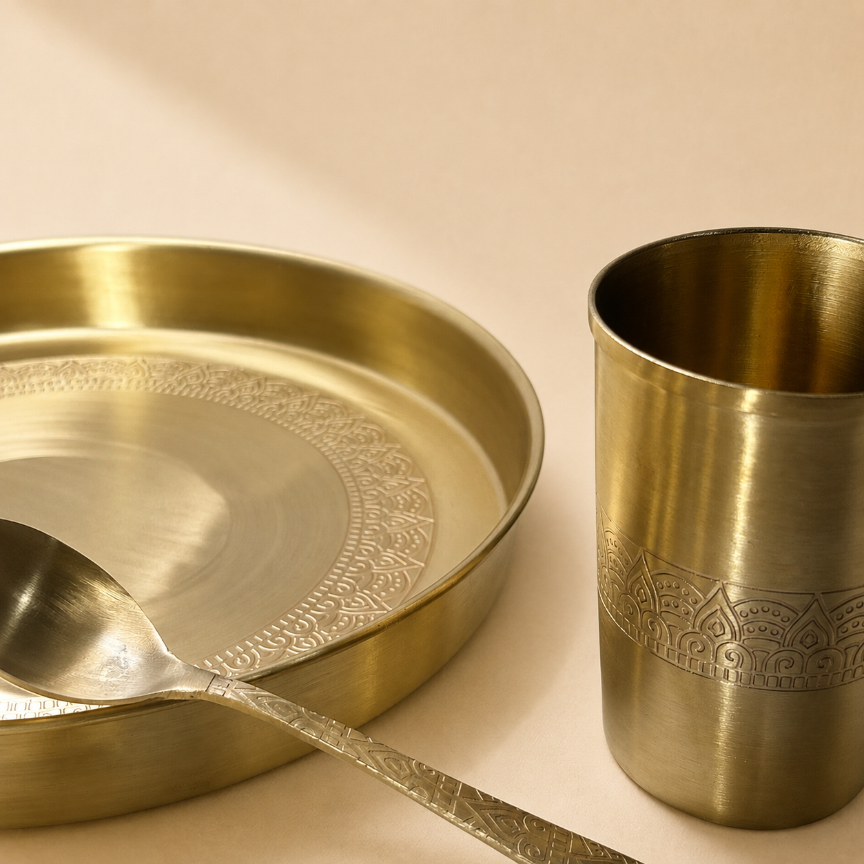 Handcrafted Pure Brass Bhojan Thali| Traditional Indian Dining Matte