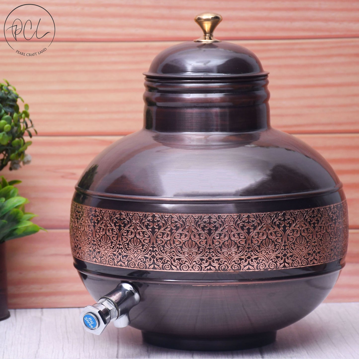 Pure Copper Antique Engraved Ghada/Pot Water Dispenser Capacity 8000ML