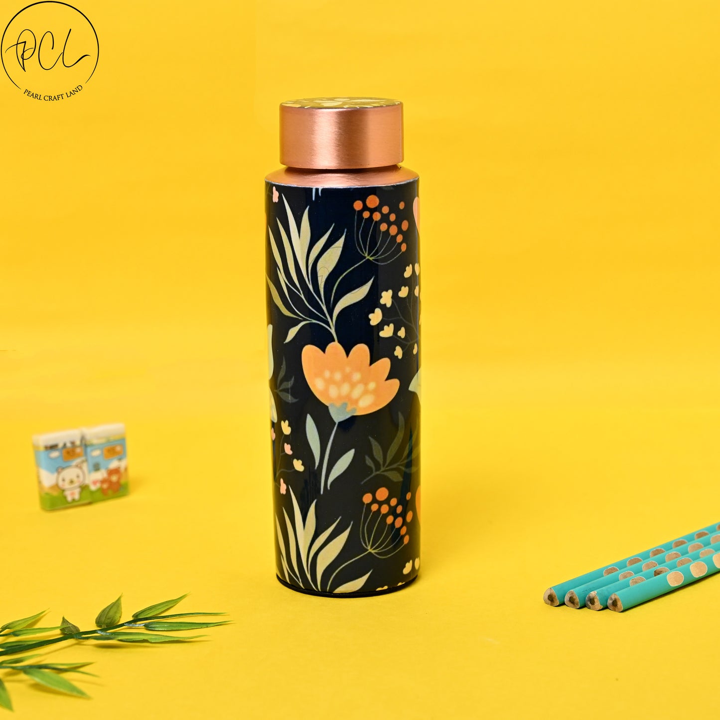 PCL Copper Bottle Beautiful Elegant Flower & Butterfly Design Printed | 400 ML