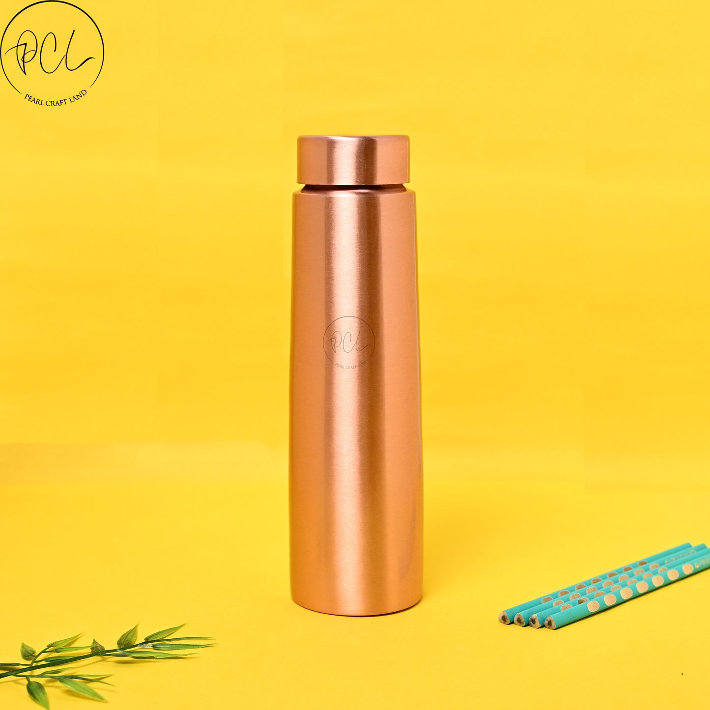 PCL Plain Matt Finished Copper Water Bottle Leak Proof Capacity 1000 ML.