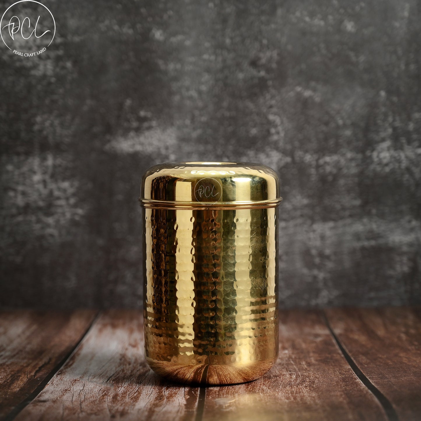 High Quality Pure Brass Kitchen Storage Canister Set of 5 Pcs - Shiny Polished With Hammered Design