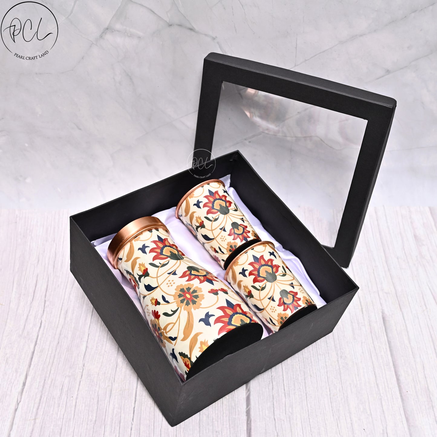 100% Pure Copper Water Pot With 2 Pcs Glass In Gift Box For Wedding Gift | Capacity 1000 ML