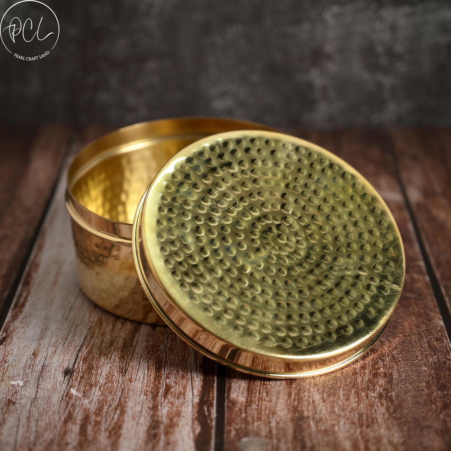 Brass Kulfi Set of 4 Pcs - Brass Dabba Shiny Polished With Hammered Design