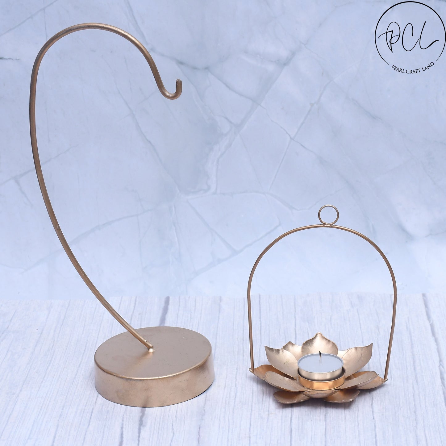 Exclusive Hanging Diya With Floral Tea-Light Candle Holder