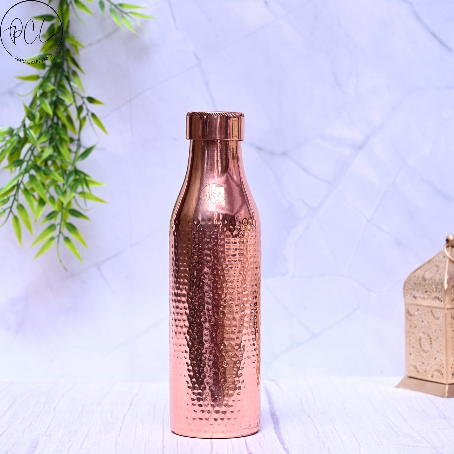 Pure Copper Hammered Design Water Bottle Plain Unique Design Capacity 1000ML