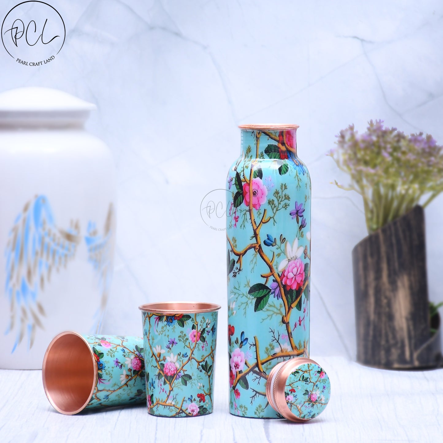 Pure Copper Meena Water Bottle Combo