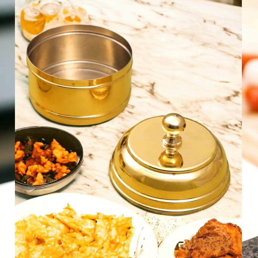 PCL Brass Tiffin Box With Kalai