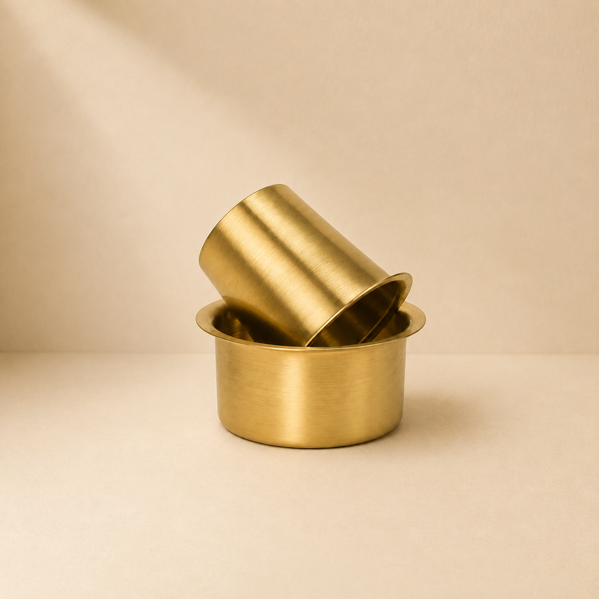 Handcrafted Brass Plain Dabra Set | Premium Plain Brass Tumbler & Bowl