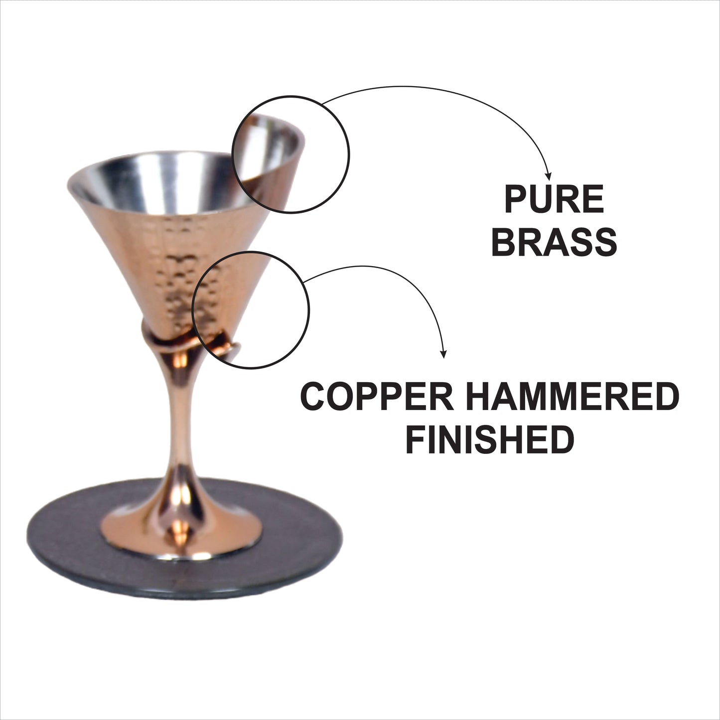 Beautifully Designed Conical Copper Finished Tequila Glass Set of 2 Barware