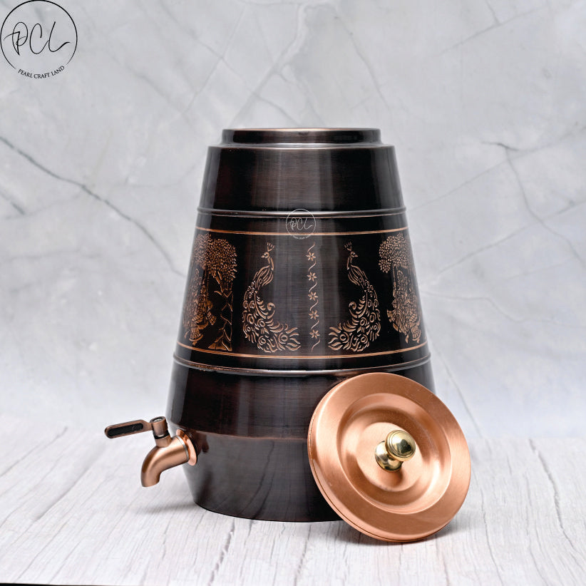 Pure Copper Water Dispenser Conical Antique Engraved Designed
