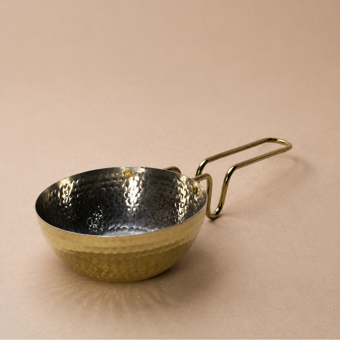 Heavy Brass Hammered Tadka Pan for kitchen