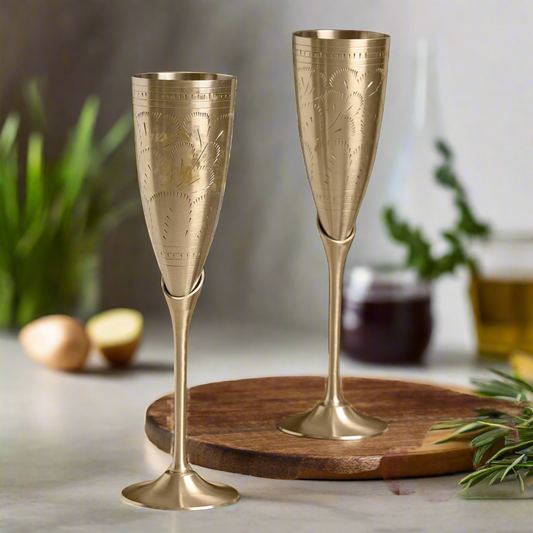 Beautifully Brass Goblet Set or Long Wine Glasses | Set of 2 Pcs