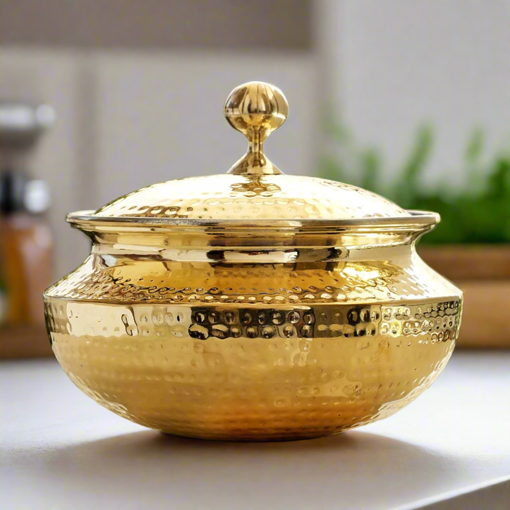 Brass Sipri Handi Set With Tin Coating | Heavy Brass Punjabi Cooking Ware - 03 No.