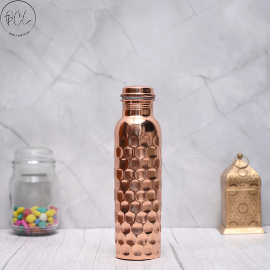 Beautiful Brick Hammered Design 100% Pure Copper Water Bottle 950 ML