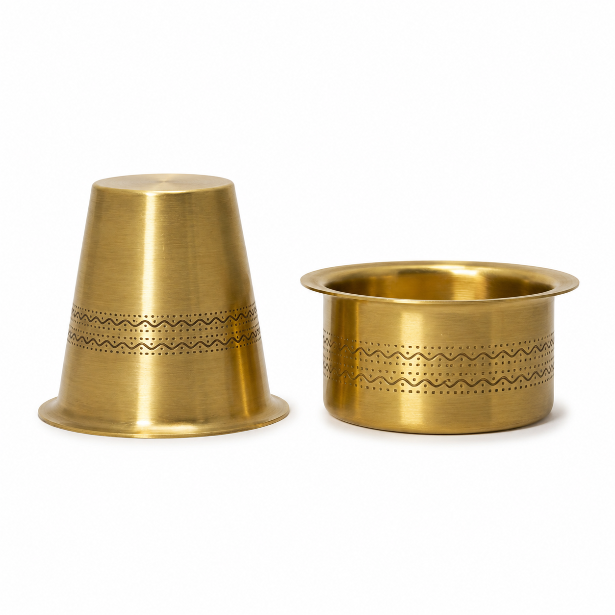 Premium Brass Dabra Set Double Line Design | Traditional South Indian