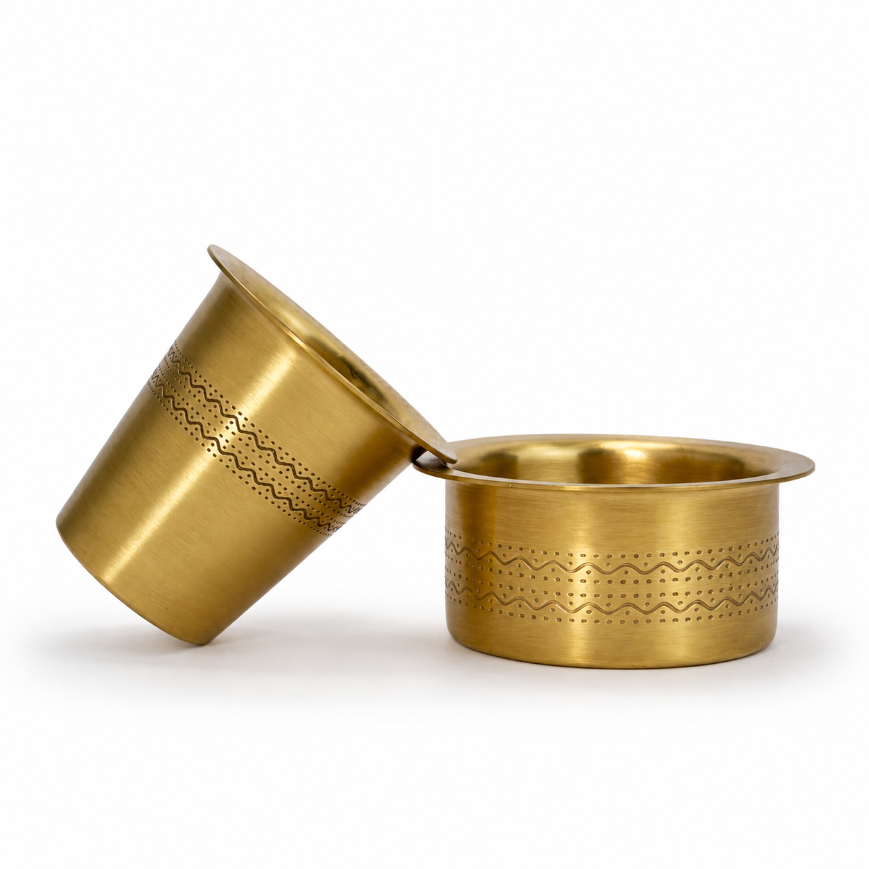 Premium Brass Dabra Set Double Line Design | Traditional South Indian