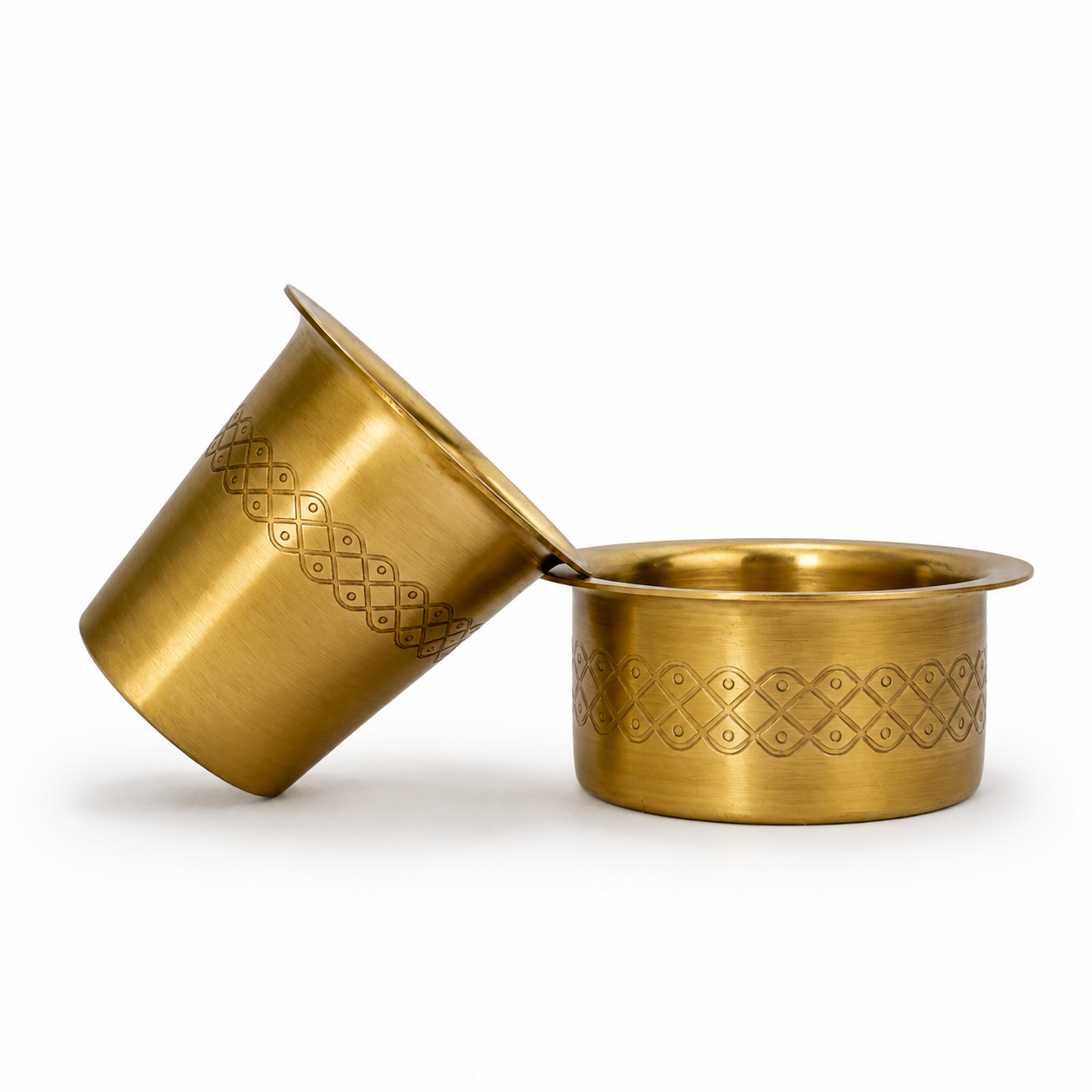 Pure Brass Dabra Set Curved Design | Traditional South Indian