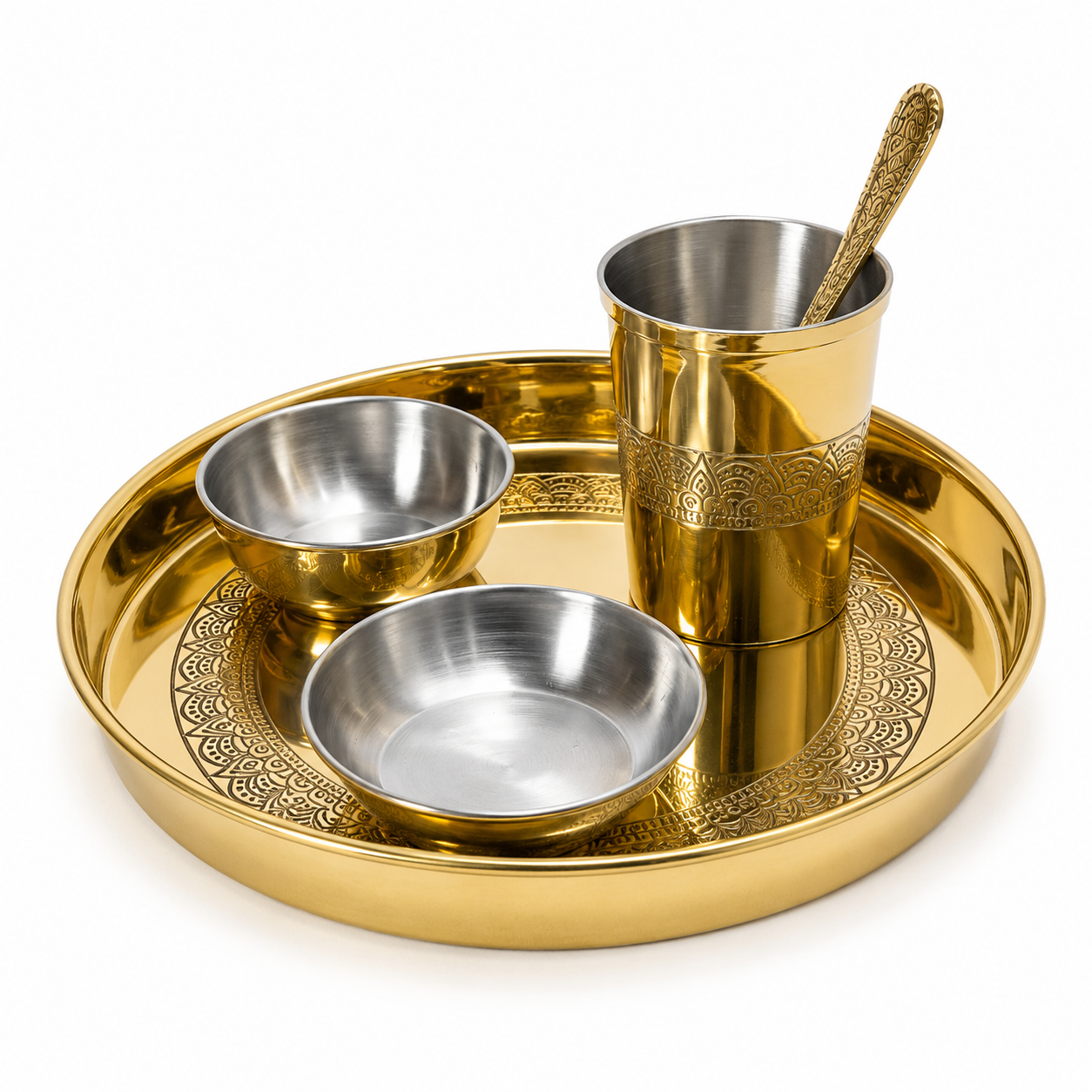 Handcrafted Pure Brass Bhojan Thali| Traditional Indian Dining