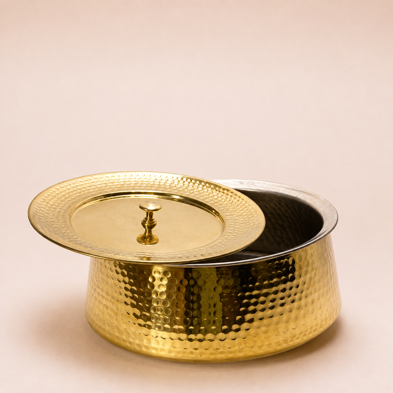 Premium Hammered Brass Biryani Handi with Lid
