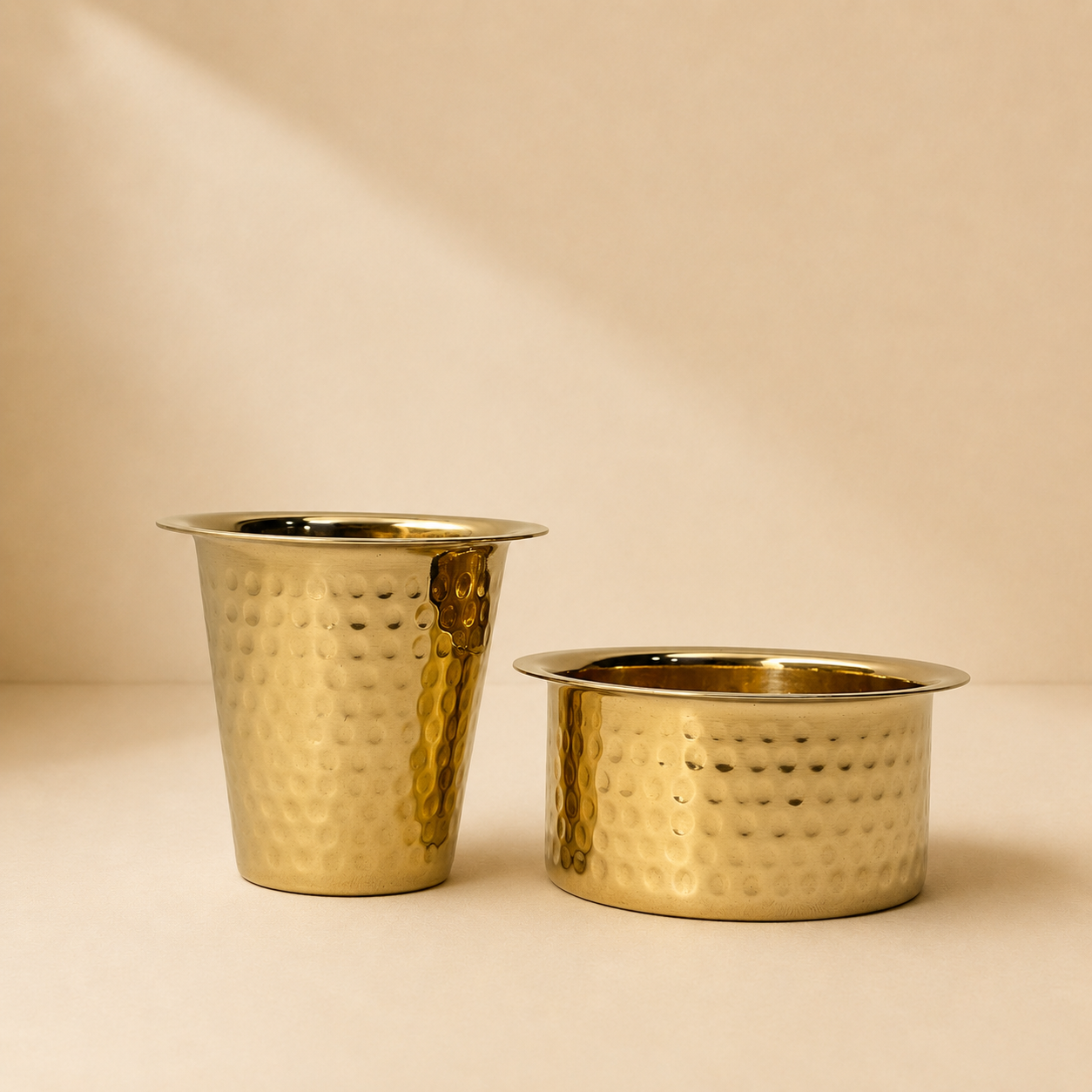 Handcrafted Hammered Brass Dabra Set | Traditional South Indian