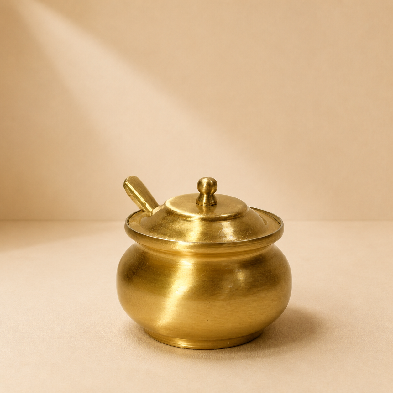 Handcrafted Brass Matki Ghee Pot with Lid & Ladle |Traditional Indian Design