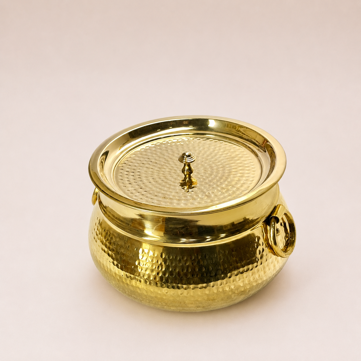 Pure Brass Hammered Mughal Handi with Lid