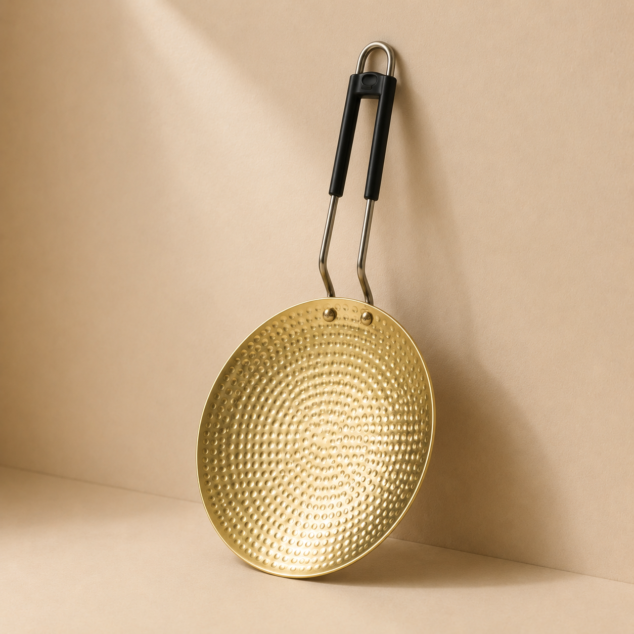 Premium Hammered Brass Roti Tawa with Heat-Resistant Handle