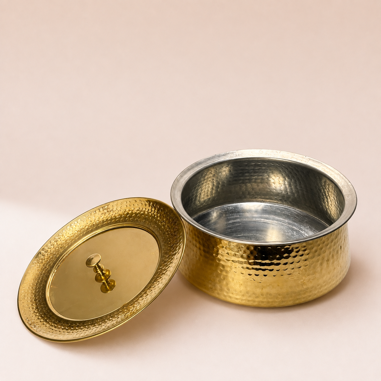 Premium Hammered Brass Biryani Handi with Lid