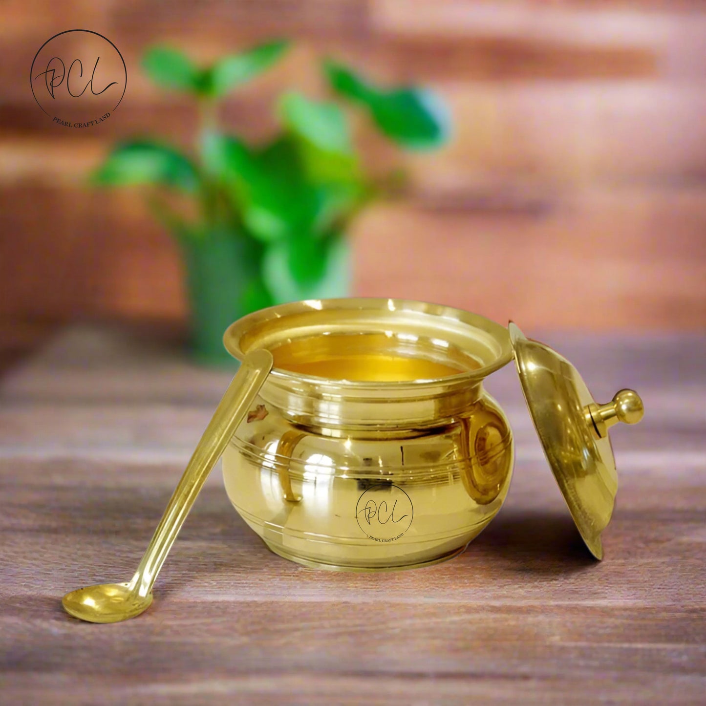 PCL Brass Ghee Pot 100% made up of pure brass with a classic look.