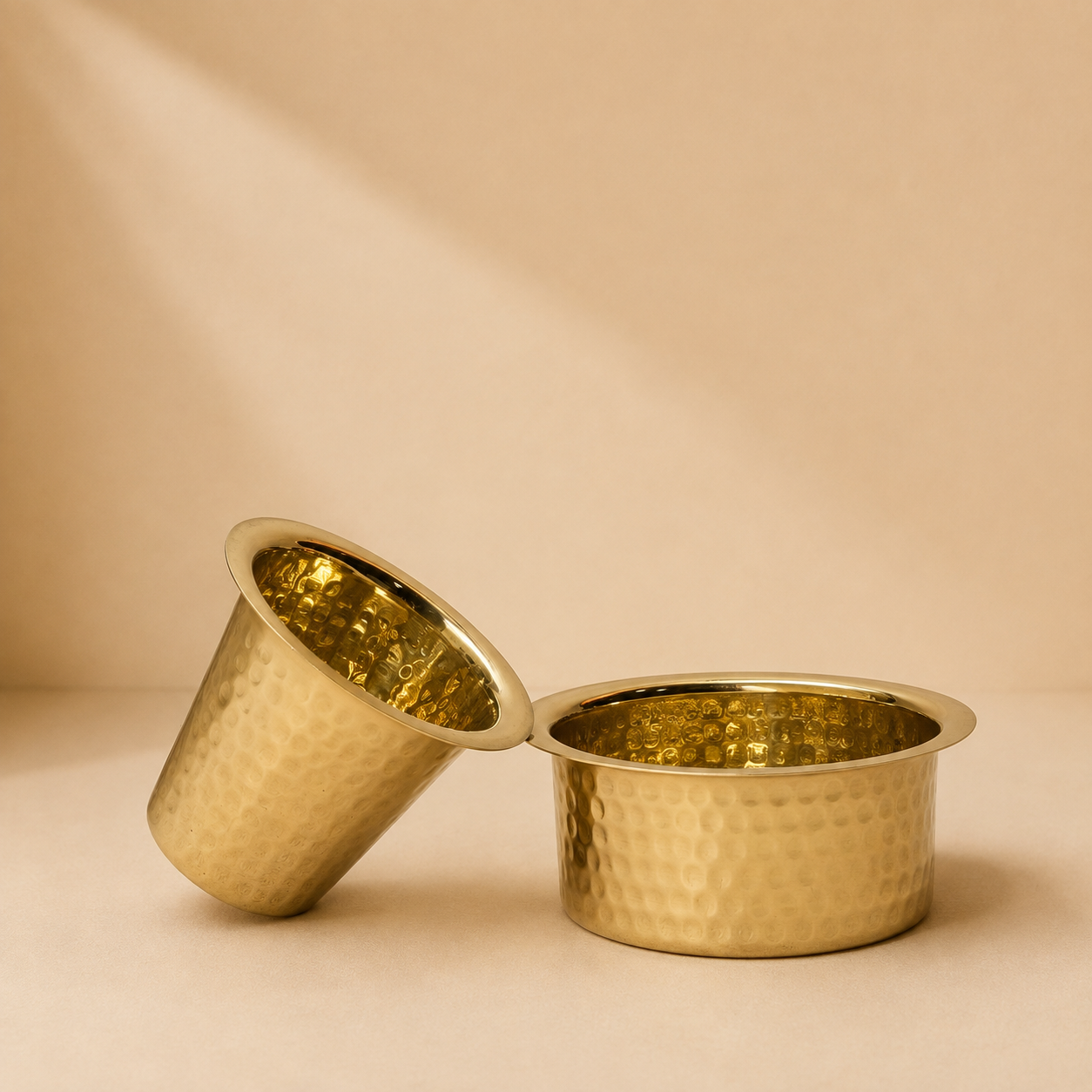 Handcrafted Hammered Brass Dabra Set | Traditional South Indian