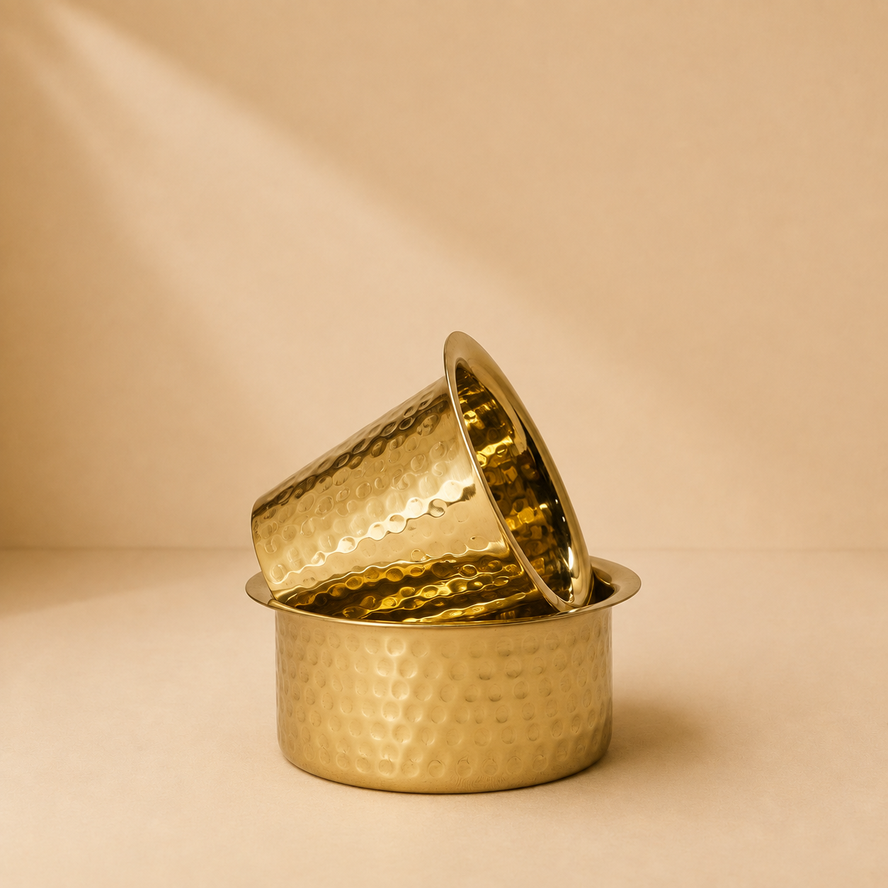Handcrafted Hammered Brass Dabra Set | Traditional South Indian