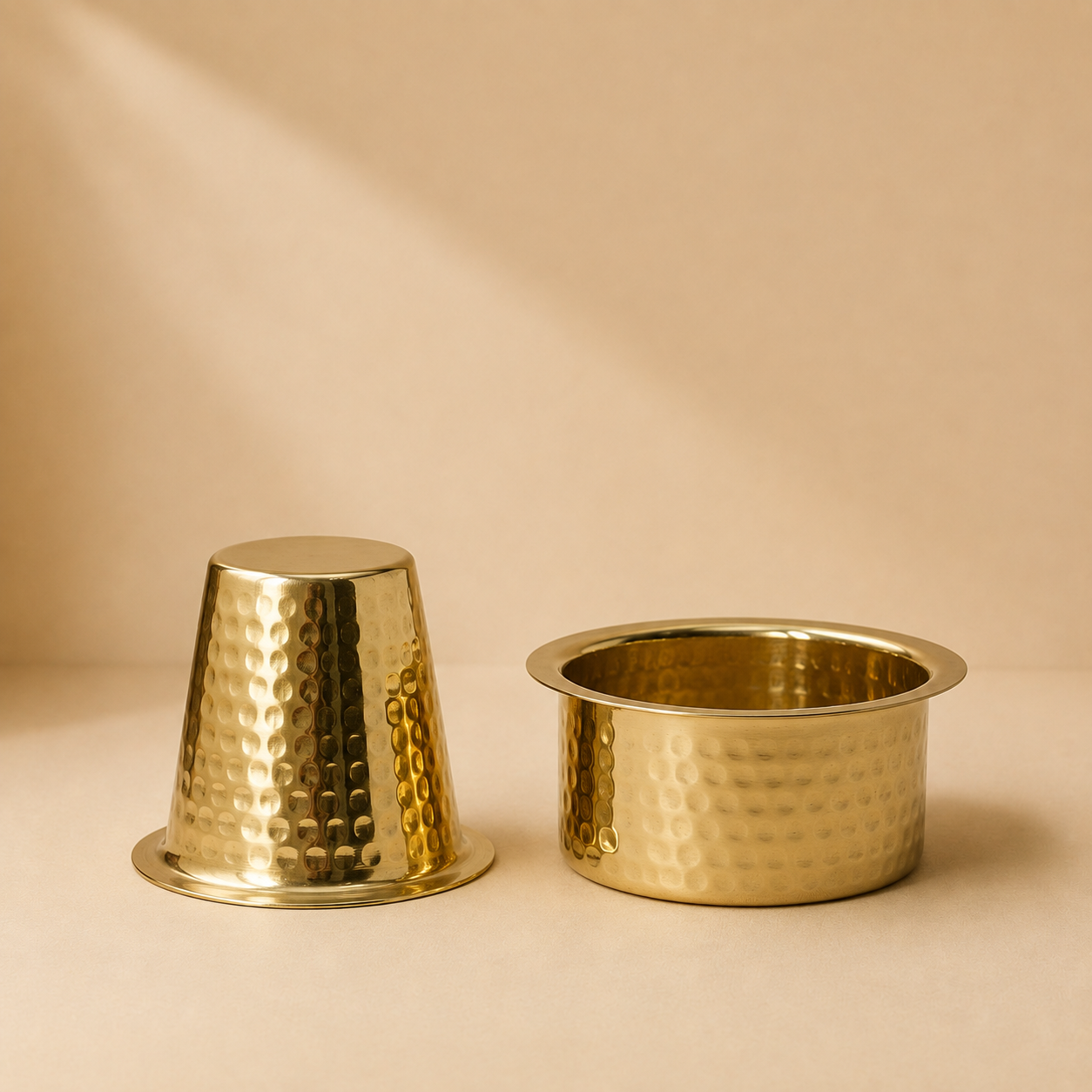 Handcrafted Hammered Brass Dabra Set | Traditional South Indian