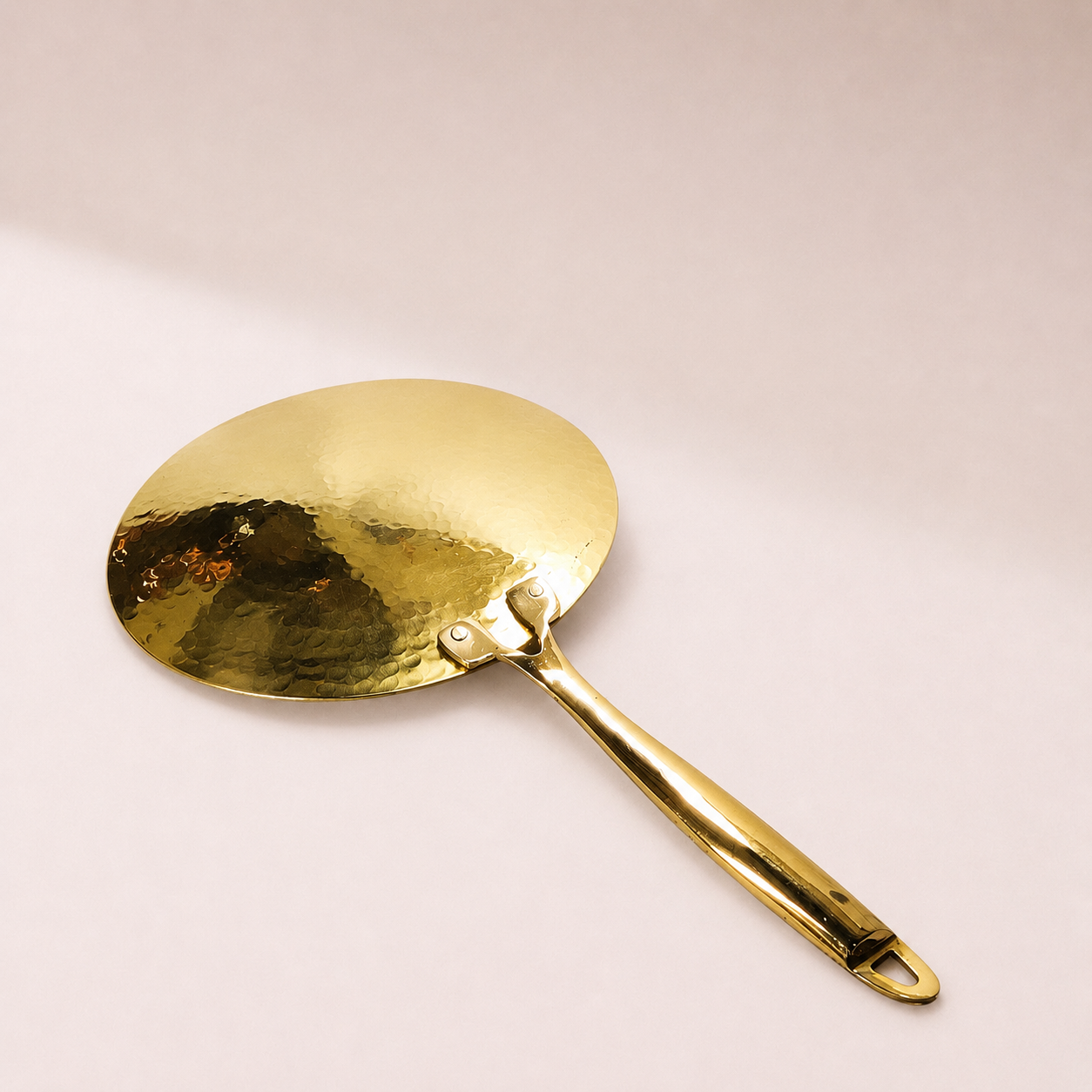 Handcrafted Hammered Brass Roti Tawa with Brass Handle | Flat Griddle for Chapati & Paratha