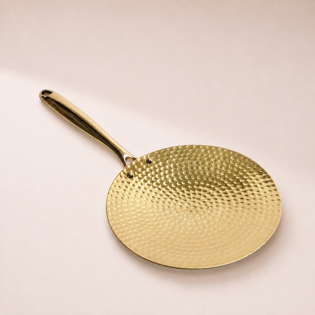 Handcrafted Hammered Brass Roti Tawa with Brass Handle | Flat Griddle for Chapati & Paratha