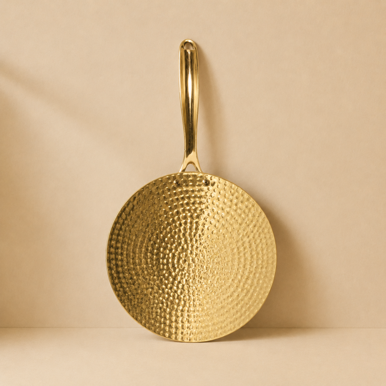 Handcrafted Hammered Brass Roti Tawa with Brass Handle | Flat Griddle for Chapati & Paratha