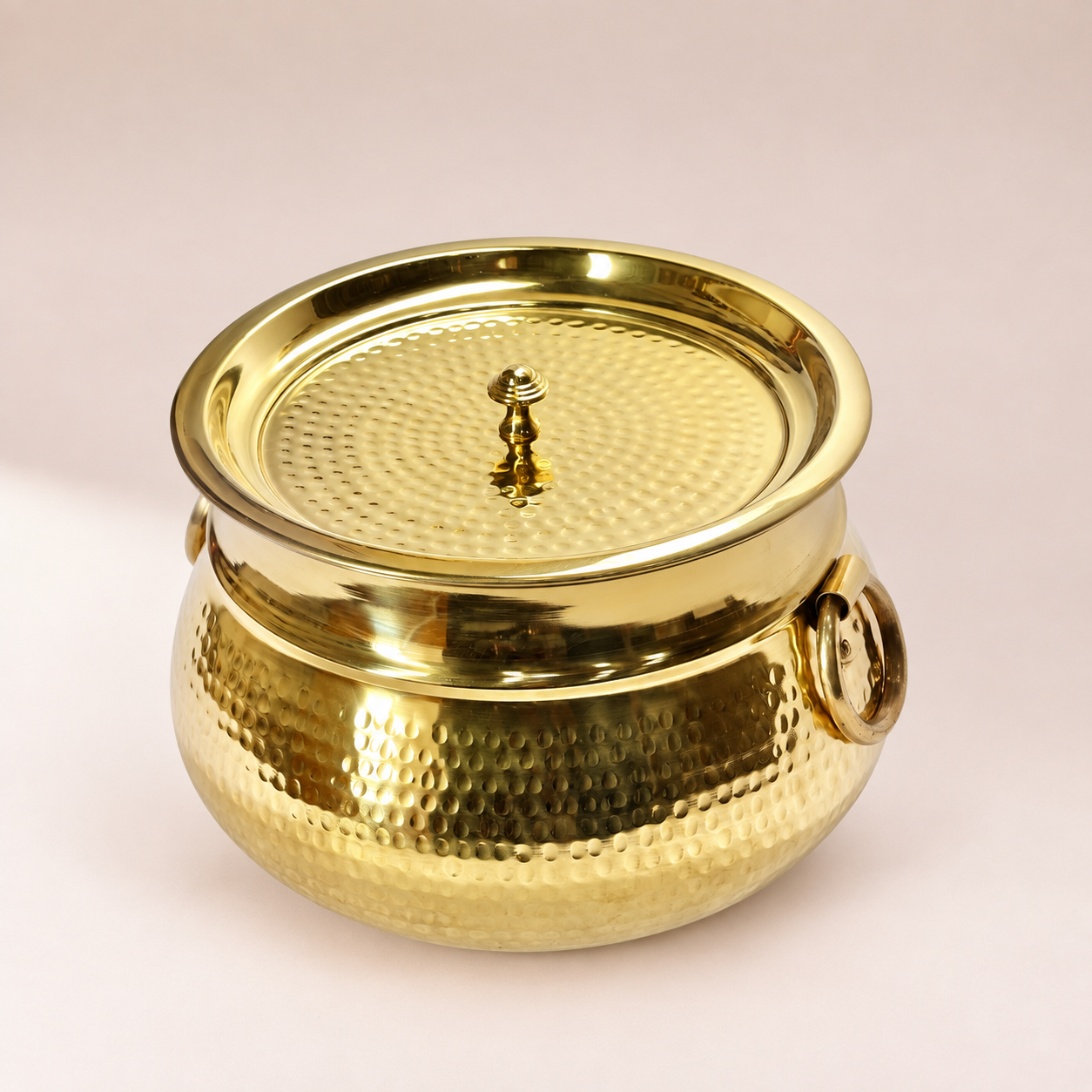 Pure Brass Hammered Mughal Handi with Lid