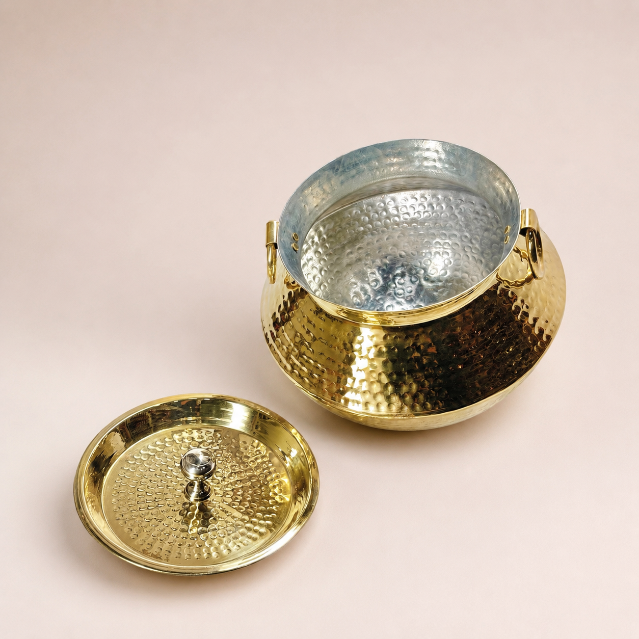 Premium Hammered Brass Patili Handi with Lid