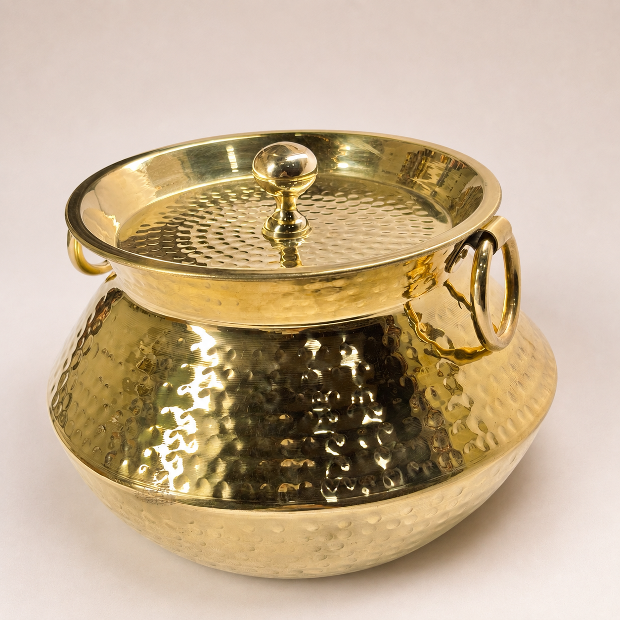 Premium Hammered Brass Patili Handi with Lid