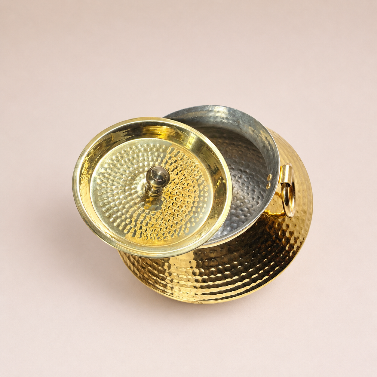 Premium Hammered Brass Patili Handi with Lid