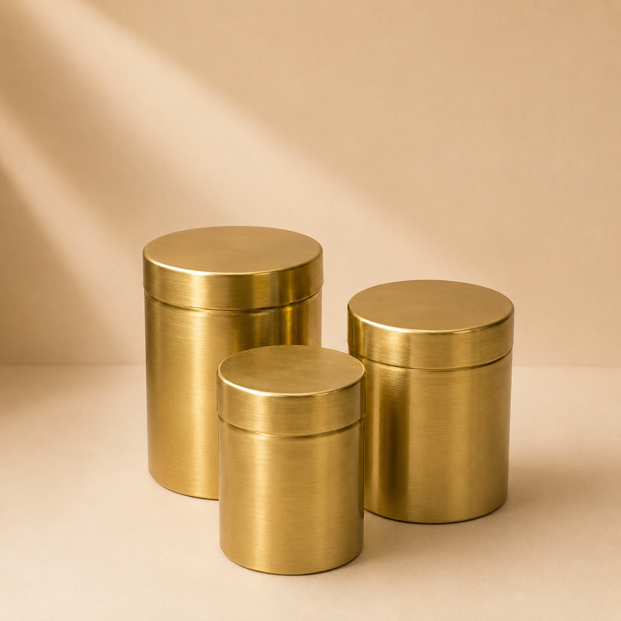 Premium Handcrafted Brass Storage Canister (set of 3) with Lid