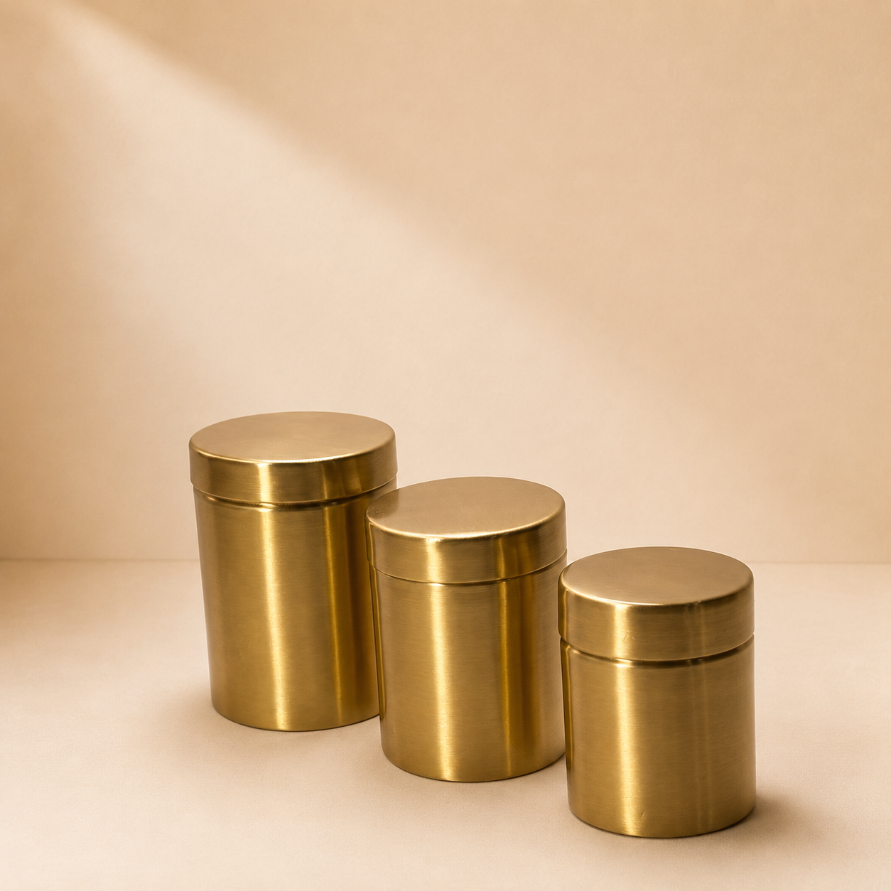 Premium Handcrafted Brass Storage Canister (set of 3) with Lid