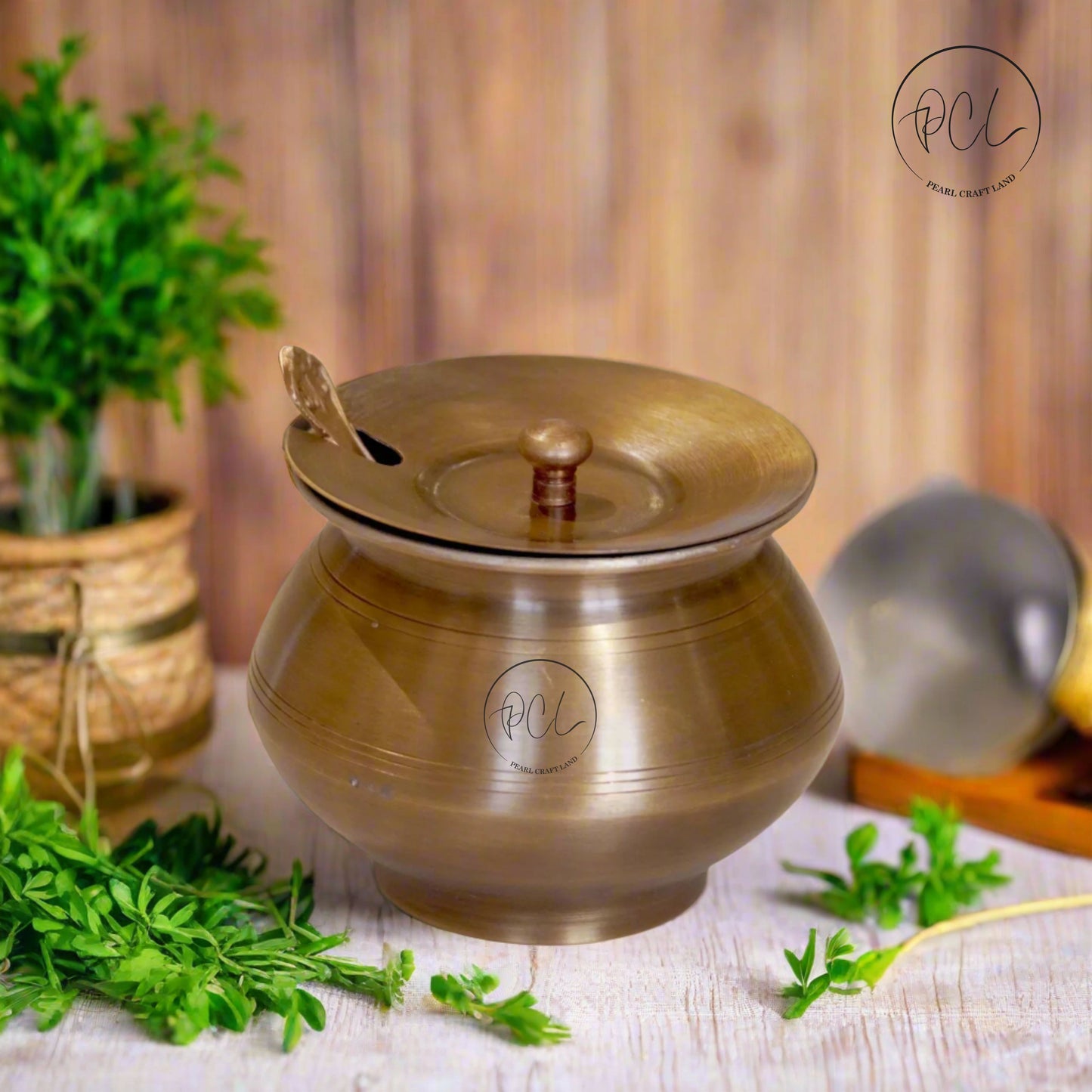 PCL Brass Antique Ghee Pot with Tin Coating 100%  pure brass with a classic look.