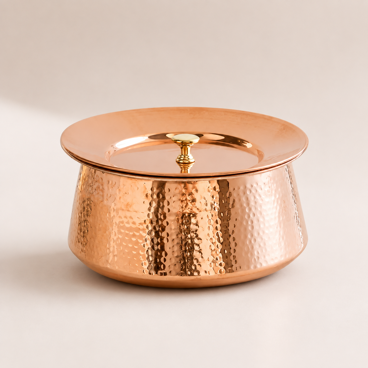 Premium Hammered Copper Biryani Handi with Lid