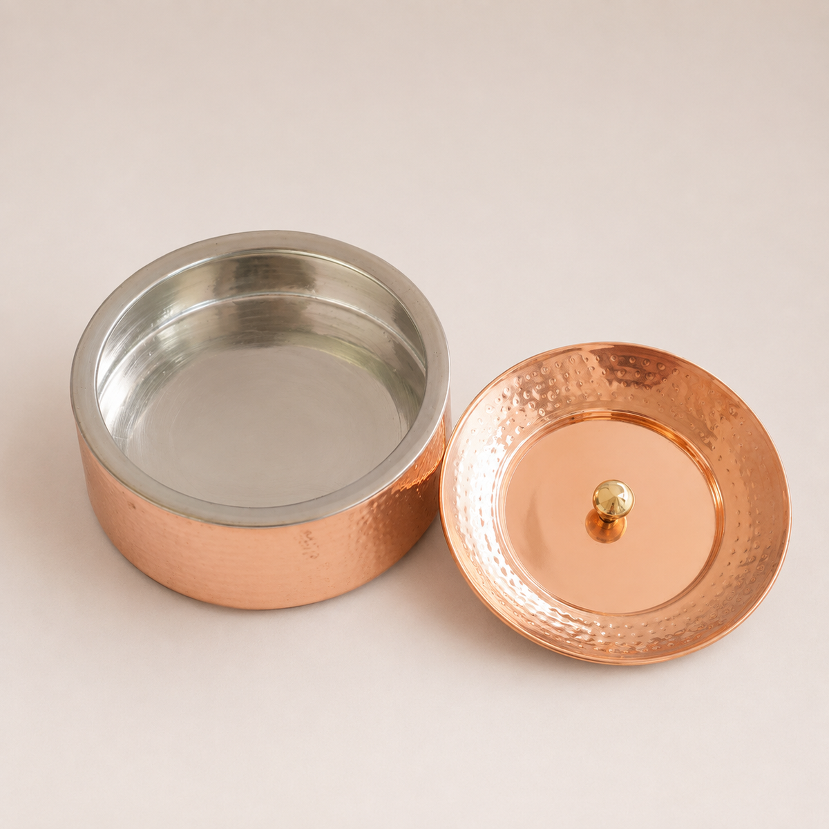 Premium Hammered Copper Biryani Handi with Lid