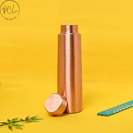 PCL Plain Matt Finished Copper Water Bottle Leak Proof Capacity 1000 ML.